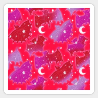 Pink and Red Valentines Lovecore Galaxy Medieval Art Bats Sticker